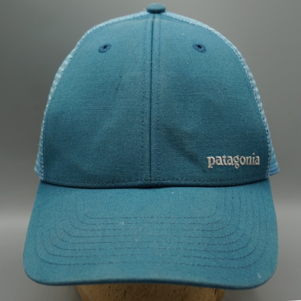 Patagonia Trucker Hat Teal Blue Mesh Snapback Organic Cotton Logo Cap